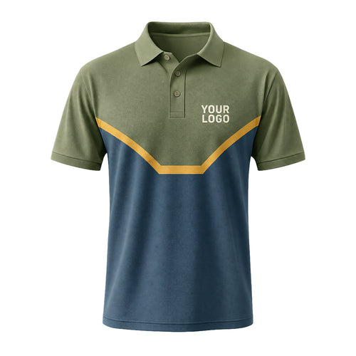 Olive Navy Chevron custom polo shirt FS21 - front