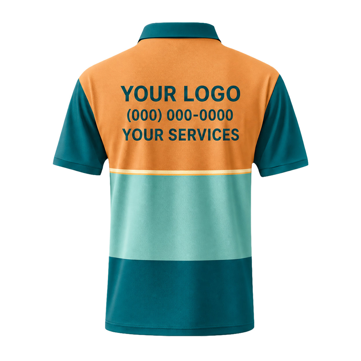 Orange Teal Tri-Band custom polo shirt FS22 - back