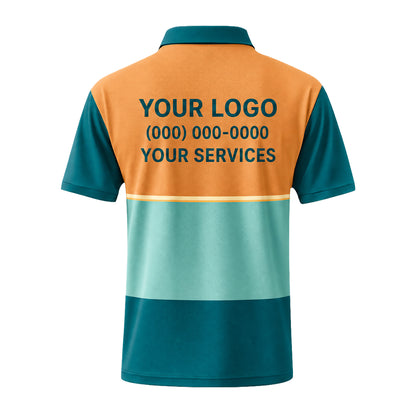 Orange Teal Tri-Band custom polo shirt FS22 - back