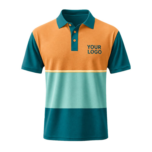 Orange Teal Tri-Band custom polo shirt FS22 - front