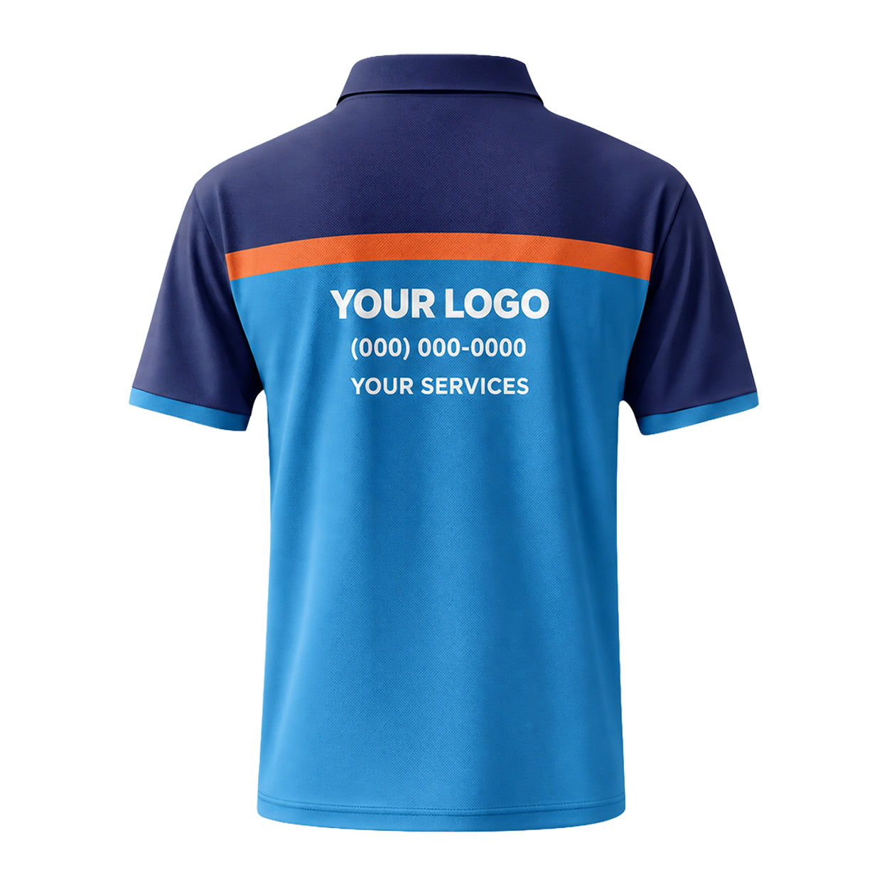 Cobalt Navy Shoulder custom polo shirt FS23 - back