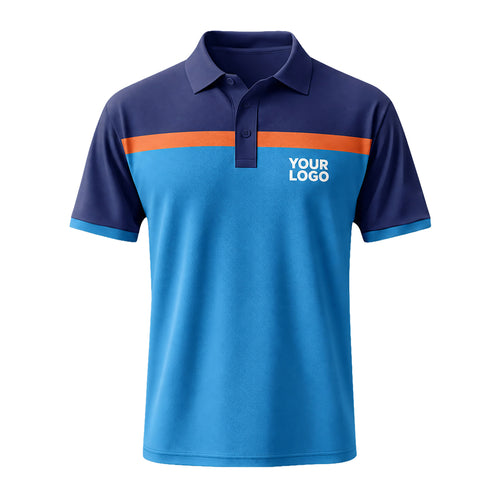 Cobalt Navy Shoulder custom polo shirt FS23 - front