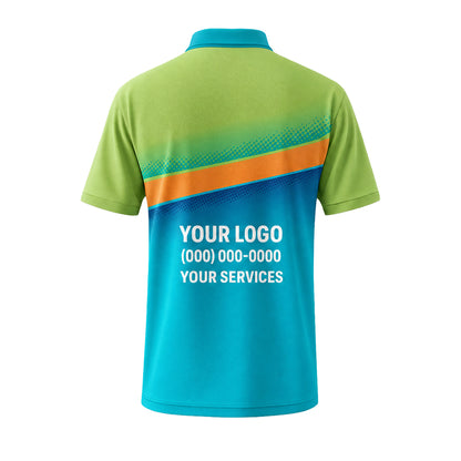 Lime Aqua Diagonal custom polo shirt FS24 - back