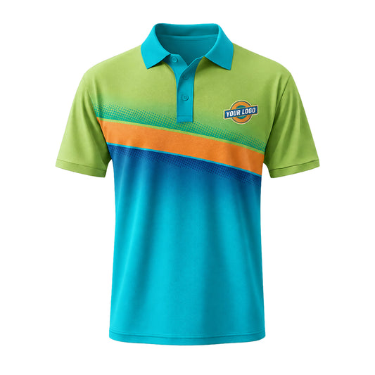 Lime Aqua Diagonal custom polo shirt FS24 - front