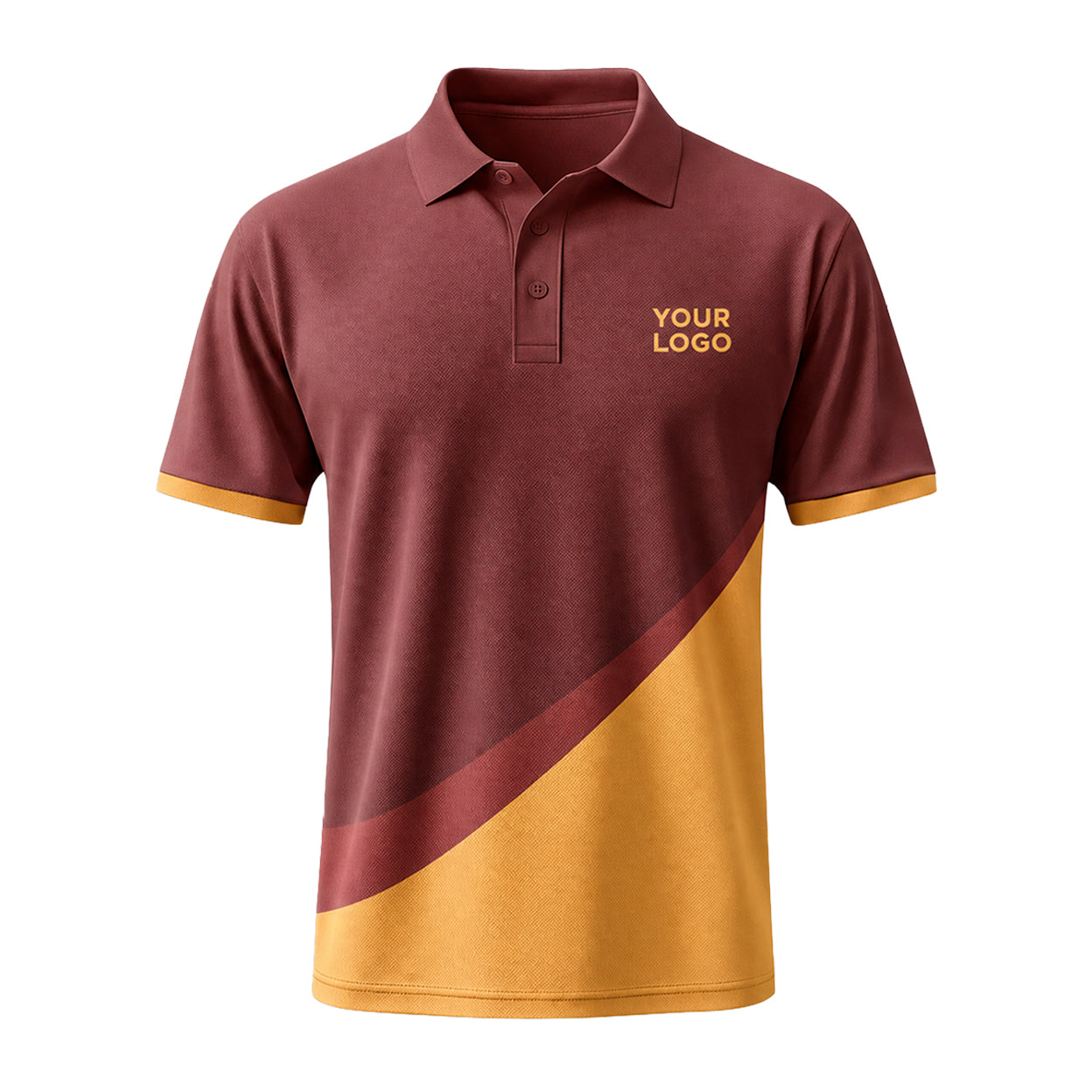 Maroon Gold Swoosh custom polo shirt FS25 - front