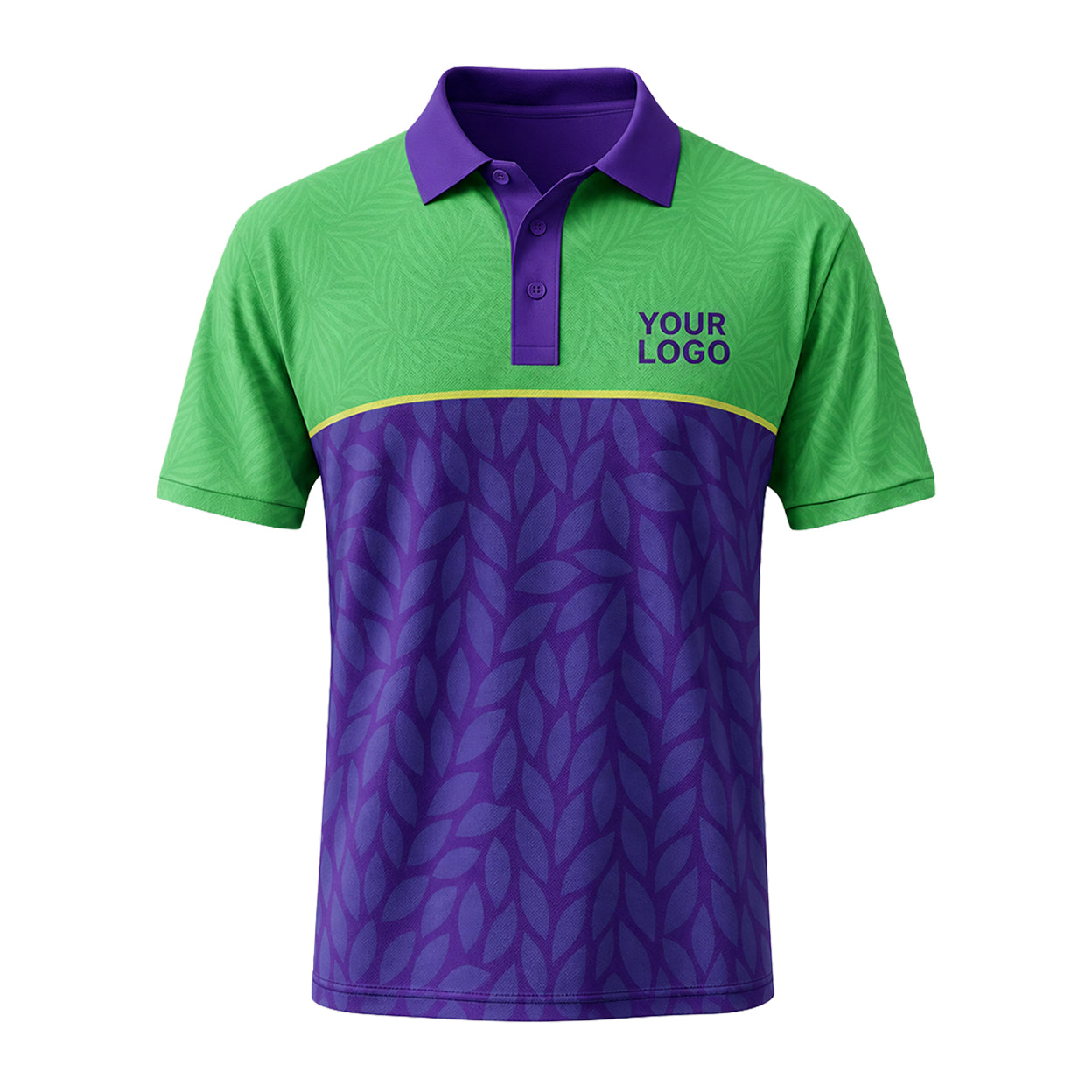 Green Purple Botanical custom polo shirt FS26 - front