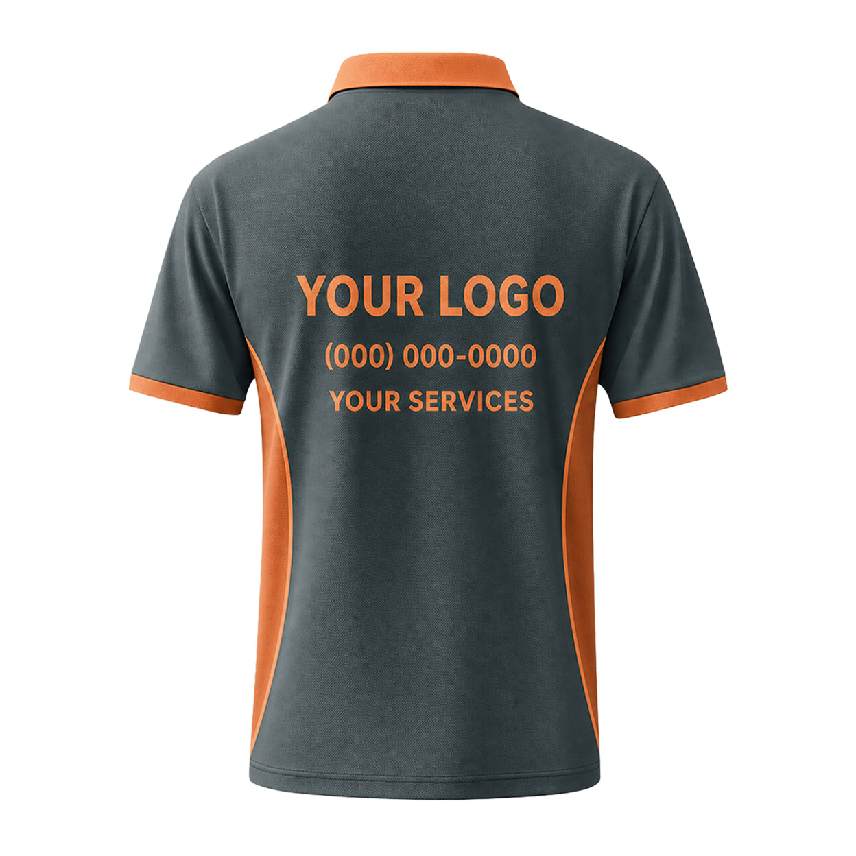 Charcoal Orange Panel custom polo shirt FS33 - back