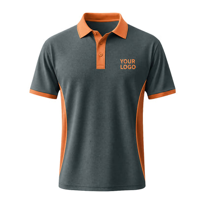 Charcoal Orange Panel custom polo shirt FS33 - front