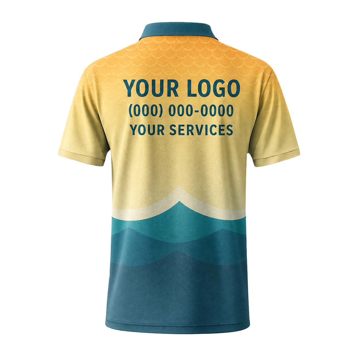 Gold Teal Waves custom polo shirt FS35 - back
