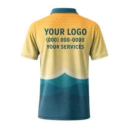 Gold Teal Waves custom polo shirt FS35 - back