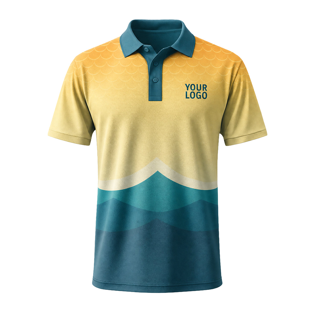 Gold Teal Waves custom polo shirt FS35 - front