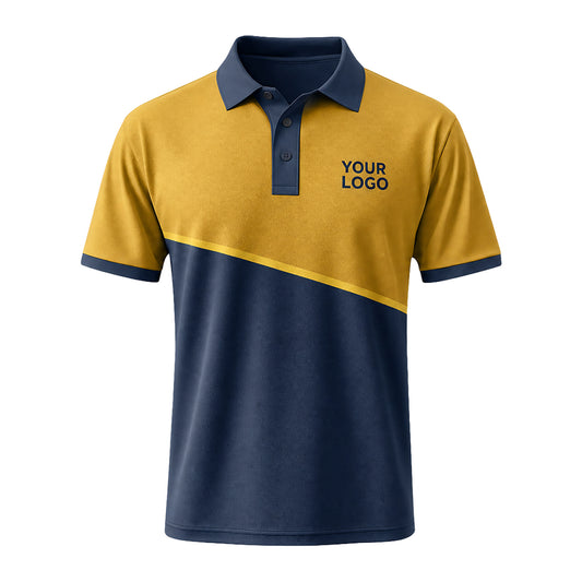 Mustard Navy Diagonal custom polo shirt FS36 - front
