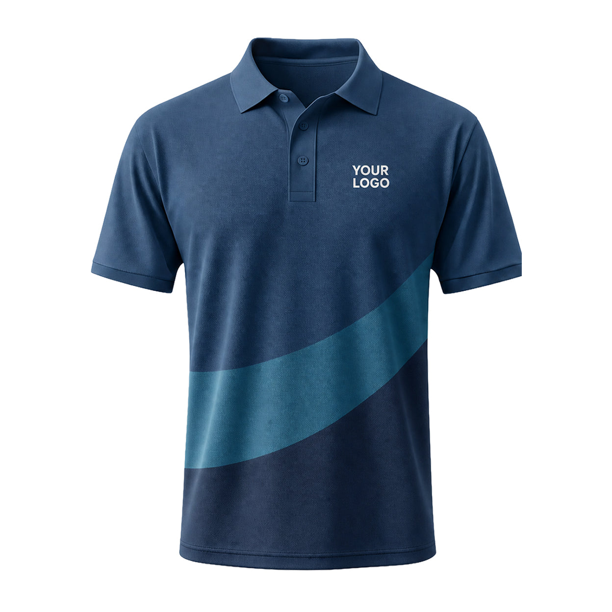 Denim Blue Teal Swoosh custom polo shirt FS37 - front