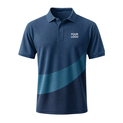 Denim Blue Teal Swoosh custom polo shirt FS37 - front