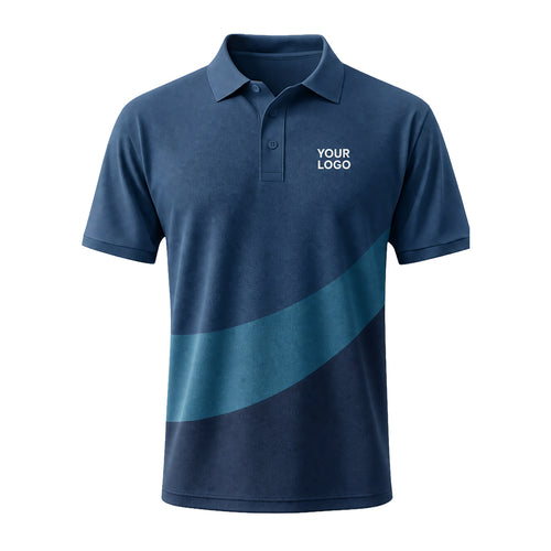 Denim Blue Teal Swoosh custom polo shirt FS37 - front