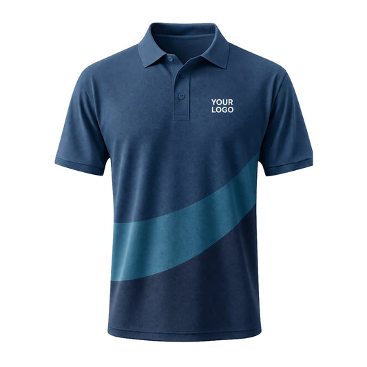 Denim Blue Teal Swoosh custom polo shirt FS37 - front