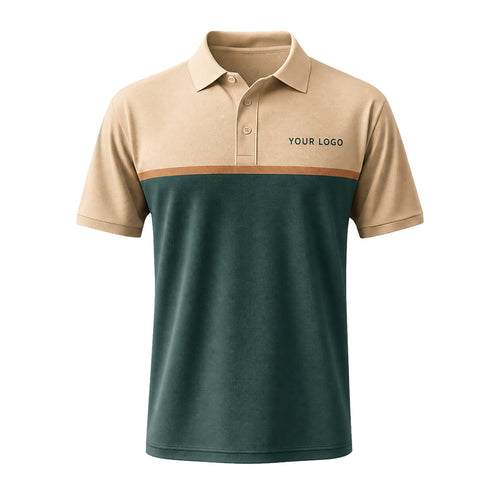 Sand Forest Green Block custom polo shirt FS38 - front