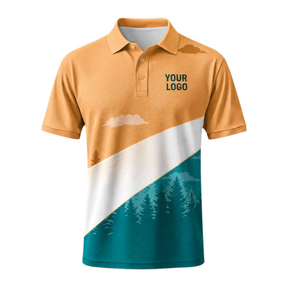 Amber Teal Pine Diagonal custom polo shirt FS40 - front