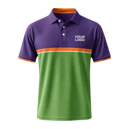 Purple Green Reverse Block custom polo shirt FS43 - front