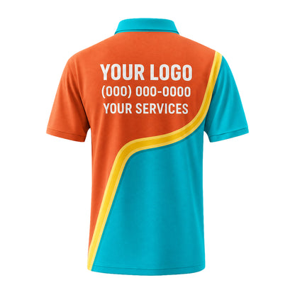 Aqua Orange Curve custom polo shirt FS45 - back