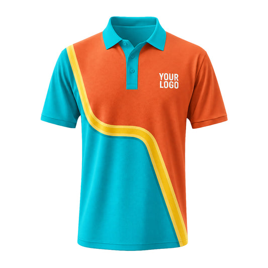Aqua Orange Curve custom polo shirt FS45 - front