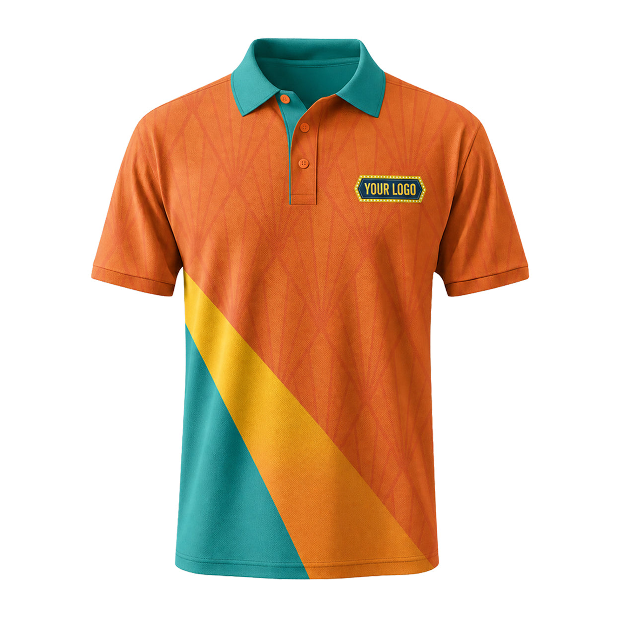 Tangerine Teal Diagonal custom polo shirt FS46 - front