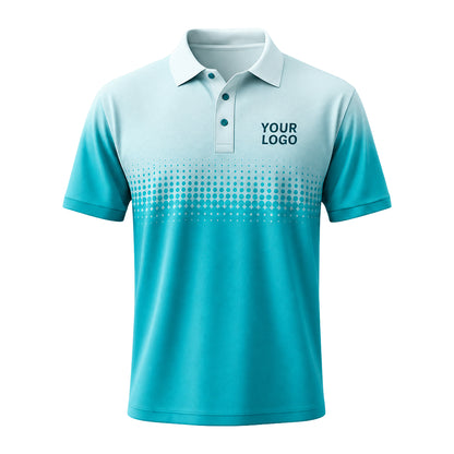Cyan White Halftone Fade custom polo shirt FS47 - front