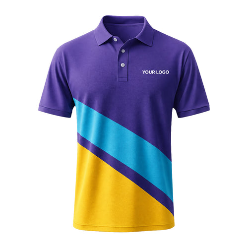 Violet Yellow Blue Diagonal custom polo shirt FS49 - front