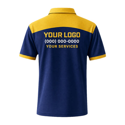 Navy Gold Colorblock custom polo shirt FS50 - back