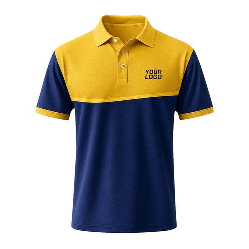 Navy Gold Colorblock custom polo shirt FS50 - front