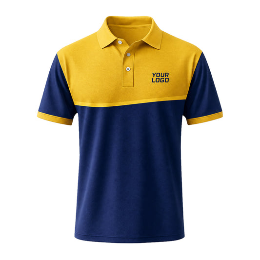 Navy Gold Colorblock custom polo shirt FS50 - front