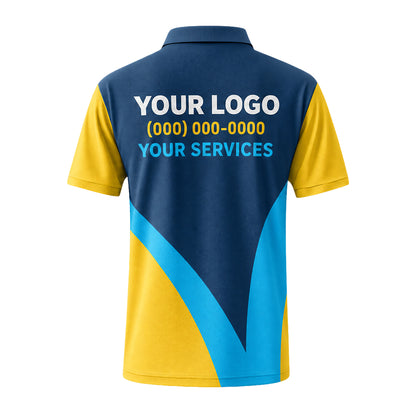 Navy Yellow Blue Curve custom polo shirt FS51 - back