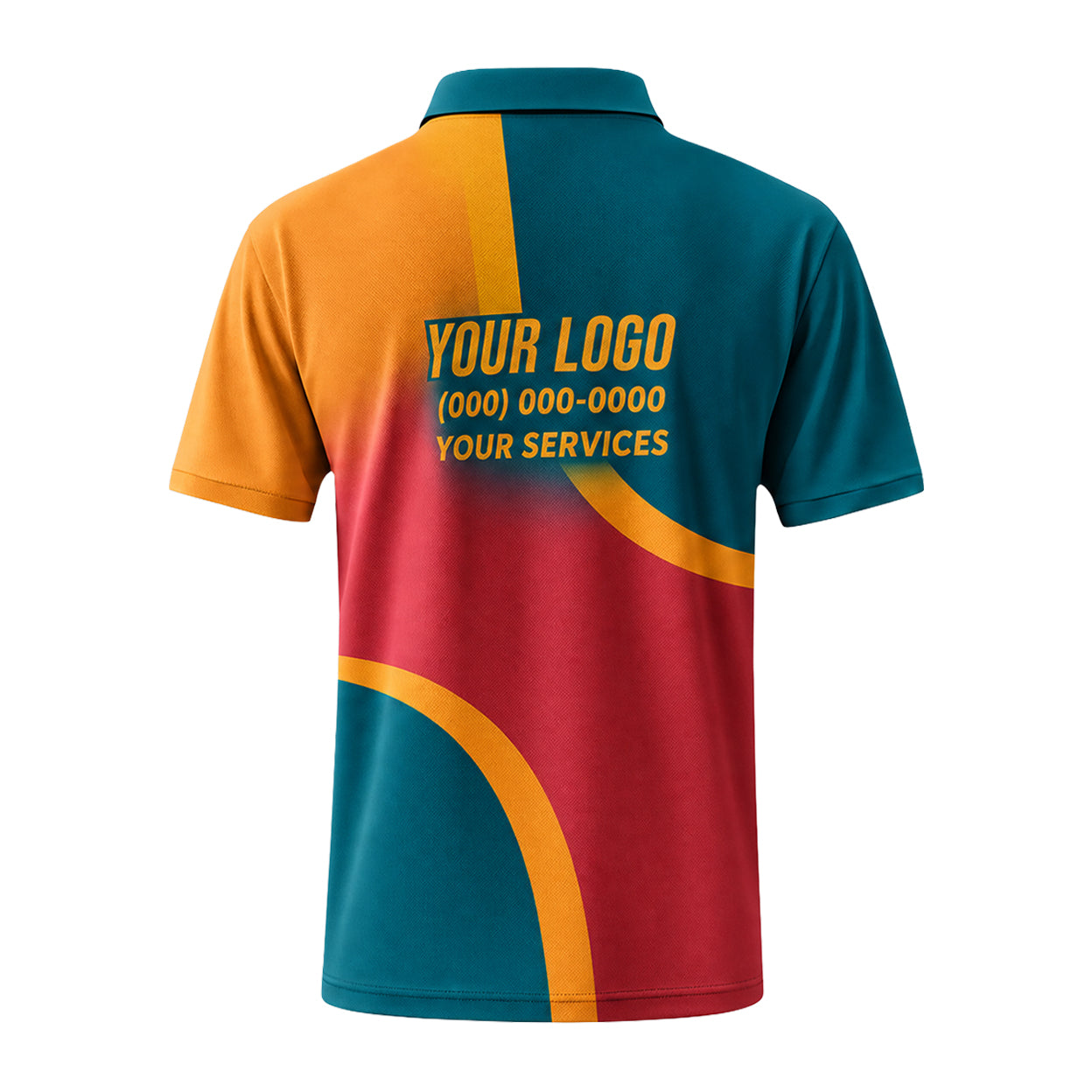 Teal Red Orange Swirl custom polo shirt FS52 - back