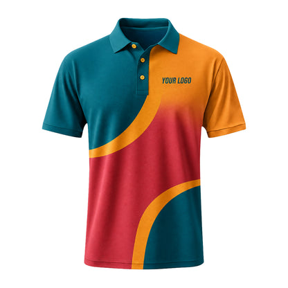 Teal Red Orange Swirl custom polo shirt FS52 - front