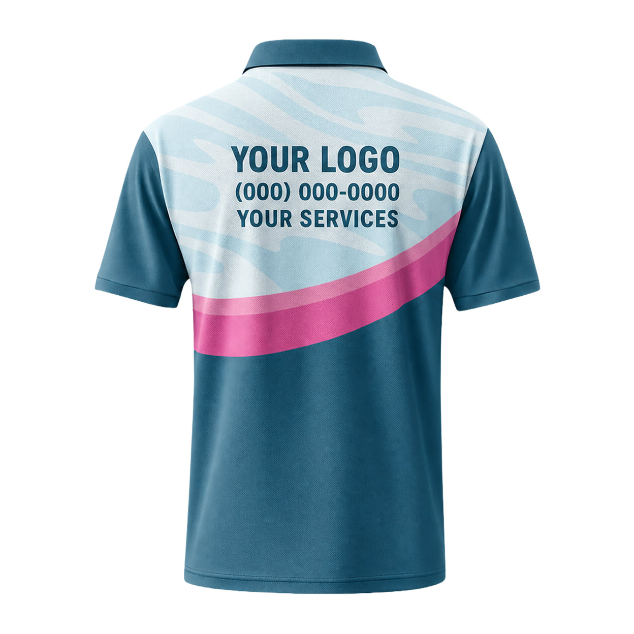 Steel Blue Pink Wave custom polo shirt FS53 - back