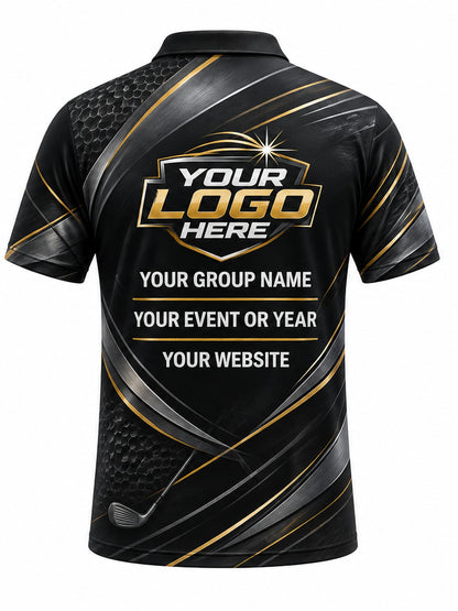 GLF001 - Custom Golf Polo - Black Gold Streak - back