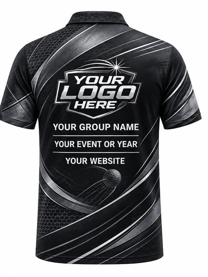 GLF003 - Custom Golf Polo - Black Silver Tour - back