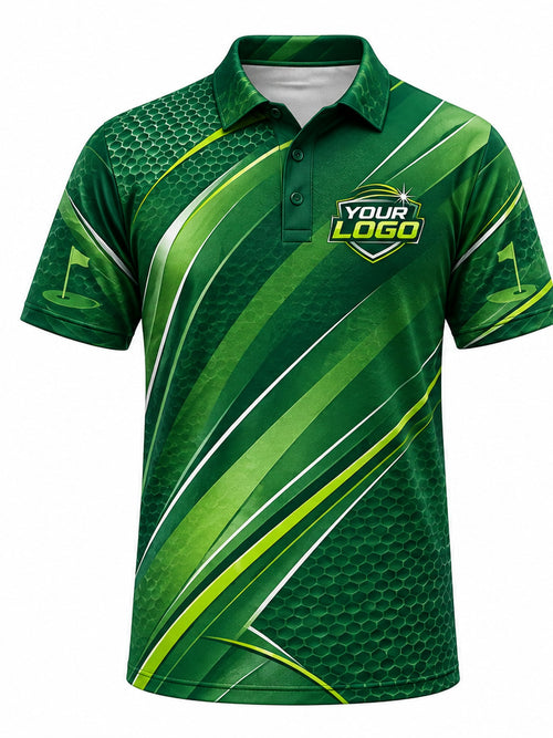 GLF005 - Custom Golf Polo - Lime Fairway Stripes - front