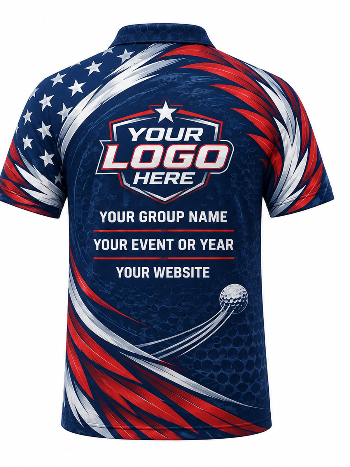 GLF007 - Custom Golf Polo - Patriot Eagle - back