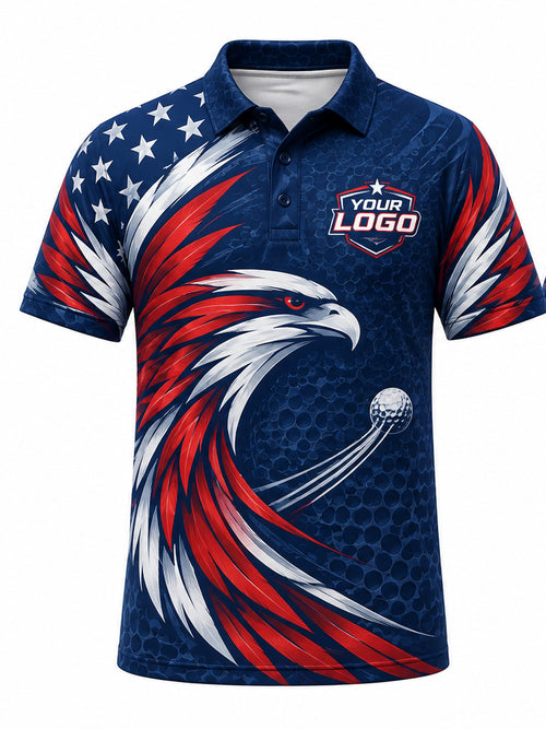 GLF007 - Custom Golf Polo - Patriot Eagle - front