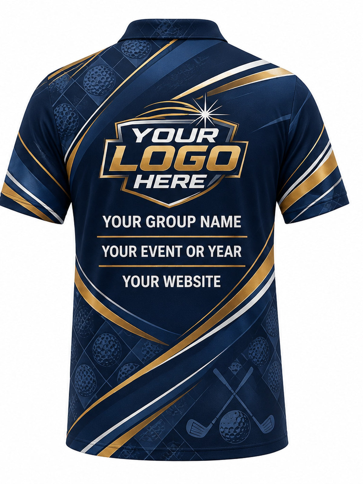 GLF008 - Custom Golf Polo - Navy Gold Argyle - back