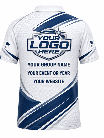 GLF009 - Custom Golf Polo - White Navy Slash - back