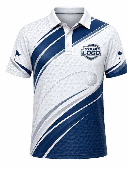 GLF009 - Custom Golf Polo - White Navy Slash - front