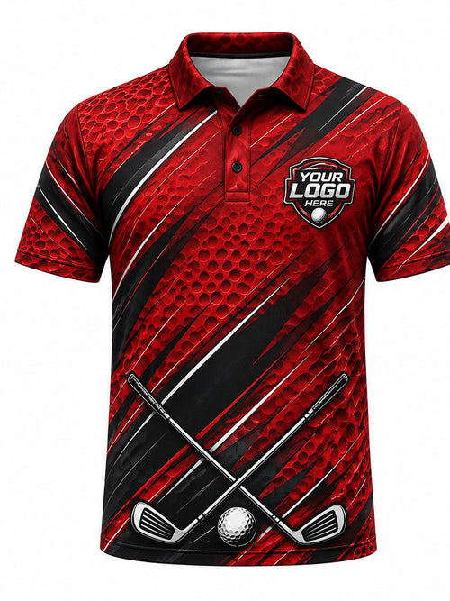 GLF011 - Custom Golf Polo - Crimson Clubs - front