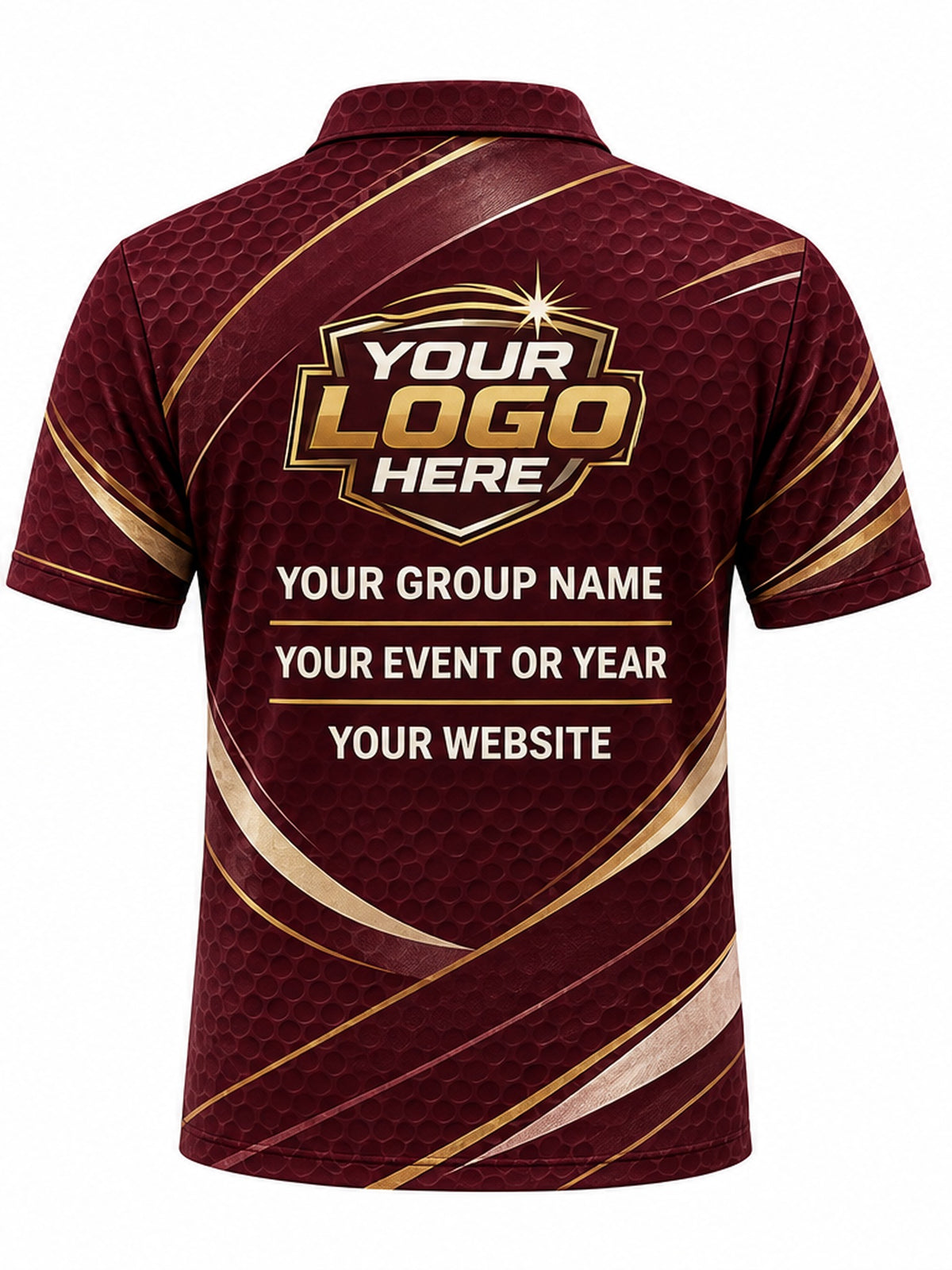 GLF012 - Custom Golf Polo - Burgundy Gold Laurel - back