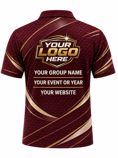 GLF012 - Custom Golf Polo - Burgundy Gold Laurel - back