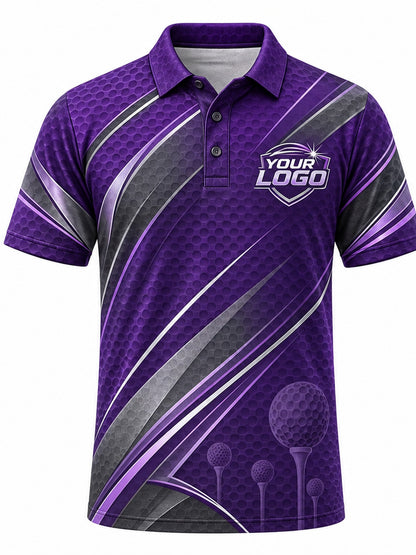 GLF014 - Custom Golf Polo - Purple Tee Time - front