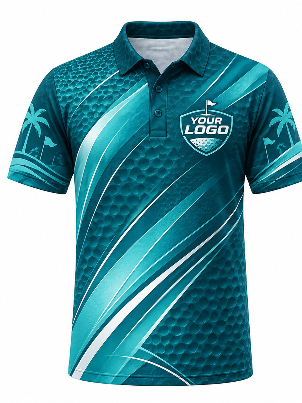 GLF015 - Custom Golf Polo - Teal Coast Fairway - front
