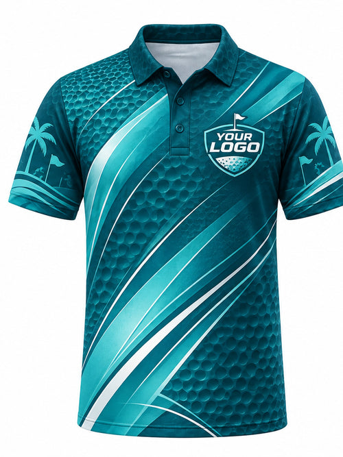 GLF015 - Custom Golf Polo - Teal Coast Fairway - front
