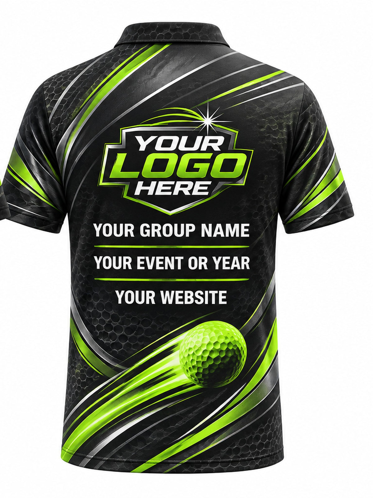 GLF017 - Custom Golf Polo - Neon Lime Charcoal - back